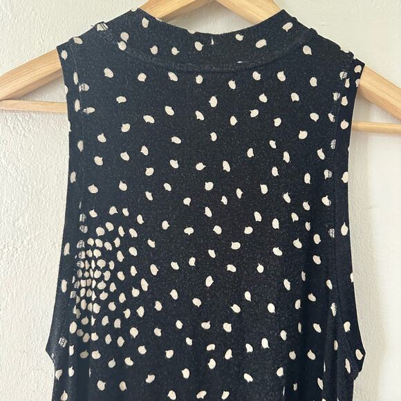 Anthropologie Maeve Lilt Polka Dot Black Cream Mock Neck Swing Dress Size Small - Picture 6 of 11
